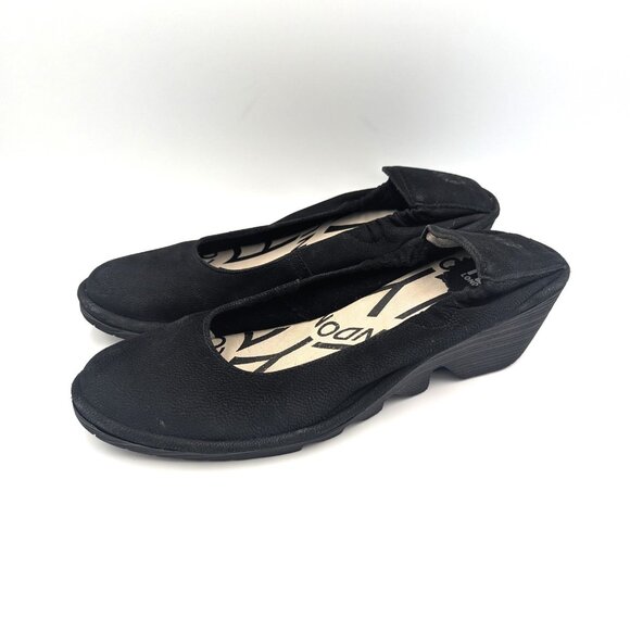 Fly London Womens Pledfly Leather Wedge Slip-On Low Platform Shoes Black Size 9 - Picture 1 of 7